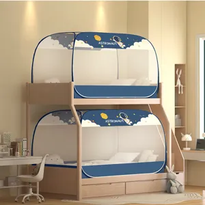 Bunk bed mosquito net tent astronaut pattern breathable dustproof privacy bed canopy for kids