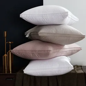 100 Count Cotton Satin 3 Layer Goose Down Pillow Hotel Home Soft Comfortable Breathable Neck Support Bed Pillow