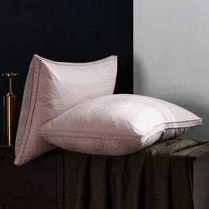100-count cotton satin striped pillow core solid color hotel home comfortable bed pillow
