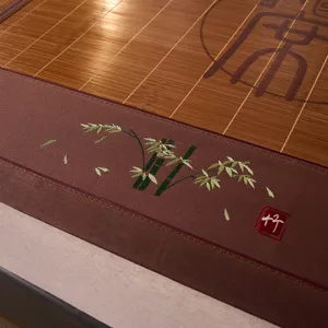 Foldable bamboo sleeping mat detail view, premium summer cooling bed pad for home and dorm use.