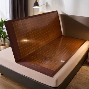 Foldable bamboo sleeping mat for single and double beds, cool summer bedding for home use.