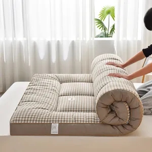 Matelas Tatami Épaissi Maison Dortoir Lit Double Doux Matelassé Polyester Carreaux Surmatelas Chambre Literie