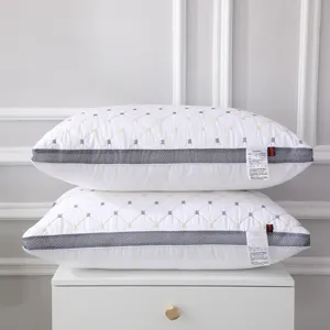 Hotel Luxury Bed Pillow Core White Quilted Neck Support Pillow Breathable Mesh Edge Down Alternative Pillow Insert