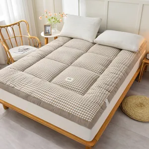 Matelas tatami à carreaux épaissi lit double tapis de sol souple pour chambre textile maison