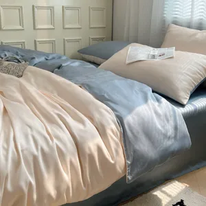 Juego de cama de seda de hielo bicolore sabana funda nordica verano hogar dulce