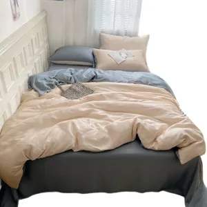Juego de ropa de cama cuatro piezas seda hielo lisa doble cara dormitorio verano funda nordica
