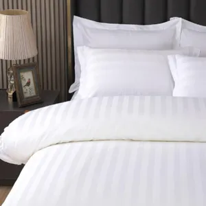 White Cotton Sateen Bedding Set Hotel Luxury Modern Minimalist Duvet Cover Pillowcases 4pcs