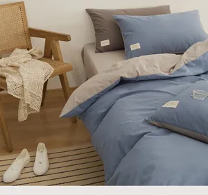 Cotton bedding set duvet cover pillowcases soft breathable home bedroom dorm essentials.