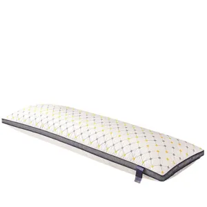 Long body pillow core couple soft sleeping pillow with yellow grey geometric pattern breathable
