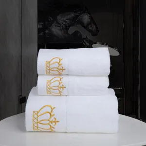 Toalla de Baño de Algodón para Hotel Toalla Espesada Absorbente Ropa de Cama Letra de Corona Bordada Baño