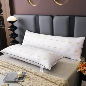 Comfortable long bed pillow with embroidered LOVE pattern, ideal body pillow for double bed.