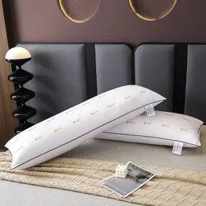 White long couple pillow core featuring love embroidery, comfortable decorative bed body pillow.