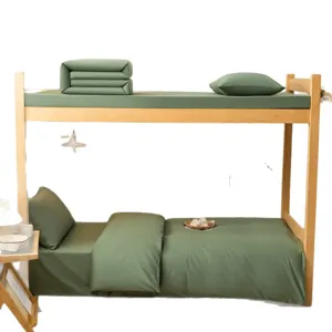 Parure de lit unie en pur coton pour dortoir d'etudiants lit superpose drap housse