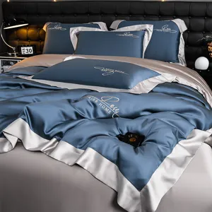 Lyocell Tencel 4-Delige Beddengoed Set Luxe Zijde Effen Dekbedovertrek Kussenslopen