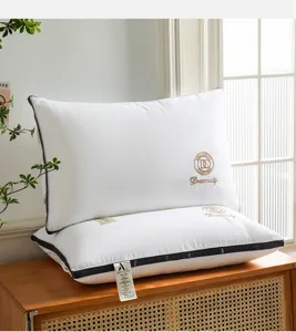 Hotel quality white pillow core set 48x74cm, plush and comfortable for home bedroom sleep.