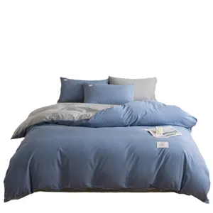 Pure Cotton Washed Cotton Bedding Set Modern Minimalist Two Tone Duvet Cover Bed Sheet Bed Linens Home Bedroom