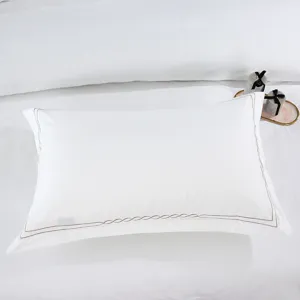 White cotton satin embroidered pillow sham hotel bedding pillowcase elegant home decor