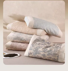 Cotton linen buckwheat pillow for neck support, comfortable sleep, removable washable cover.