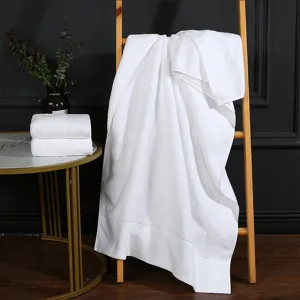 White cotton bath towel and face towel set hotel spa linen soft absorbent home textile.