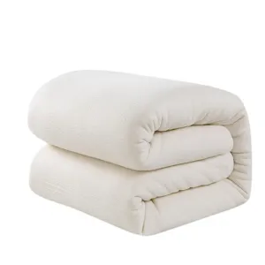 Épaisse couette d'hiver en coton blanc, matelas de dortoir chaud, article de literie doux et confortable.