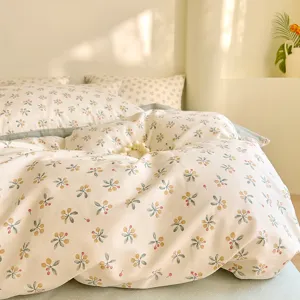 Cotton cute floral duvet cover set for student dorm bedroom sweet bedding set main image