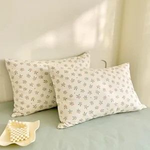 Cotton cute floral pillowcase set soft bedding for student dormitory bedroom decor fresh style