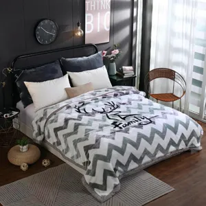 Winter Raschel plush blanket soft warm geometric chevron throw blanket for cozy home bedroom decor.