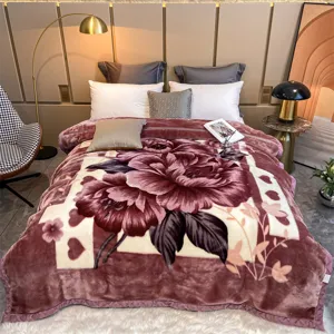 Winter Raschel Velvet Blanket Thickened Warm Floral Printed Bed Blanket Home Cover Blanket