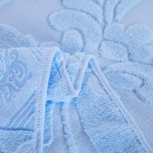 Light blue cotton blanket soft jacquard towel quilt summer breathable air conditioning thin
