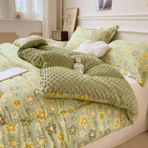 Winter warme Doudou Samt Bettdecke verdickt blumiges Bettwasche Set fur gemutliches Schlafzimmer