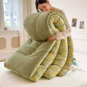 Dicke Plüsch Winterdecke mit Blumenmuster, warme Kuscheldecke für gemütliches Schlafzimmer Hauptbild