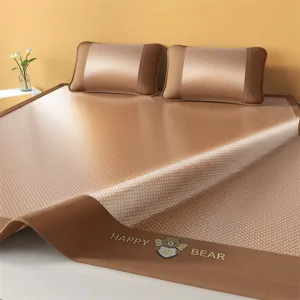 Summer Ice Silk Rattan Mat Foldable Dormitory Cooling Bed Sheet With Pillowcases Breathable Soft Home Bedding