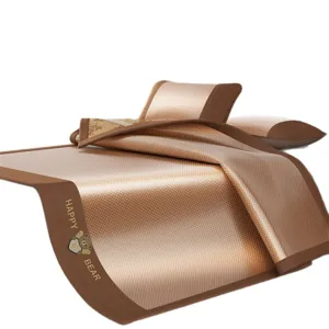 Summer ice silk rattan mat three piece set double foldable bedding for student dorm home
