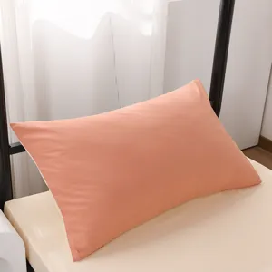 Washed cotton solid color pillowcase for student dorm room simple bedding set main view