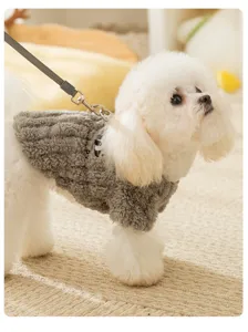 Leuke winter huisdier fleece vest voor kleine honden katten warme grijze pluizige puppy kleding