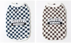 Winter dog fleece sweater checkerboard pattern pet clothes for medium large dogs warm apparel