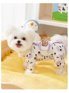 Monos de cuatro patas para mascotas, ropa cálida de otoño e invierno con parche de osito tierno.