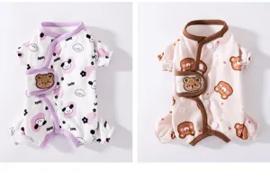 Pijama de cuatro patas transpirable lindo oso cachorro para perros pequeños y gatos.
