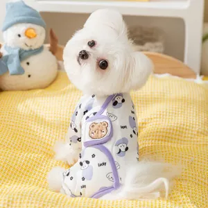 Ropa para Perros de Mascota Otoño Invierno Mameluco Cálido de Cuatro Patas Lindo Oso Cachorro Ropa Terciopelo Alemán