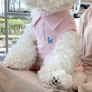 Frühling Sommer dünne Mesh Hund Sonnenschutz Kleidung rosa Polo Kragen Weste Haustier Bekleidung