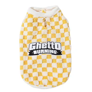 Cute checkered pet sweater for medium and large dogs autumn winter warm fleece dog apparel