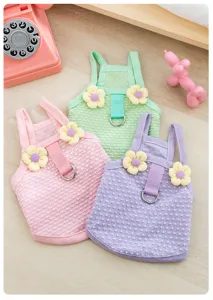 Süßes florales Haustier-Geschirr-Kleid für Katzen und kleine Hunde, atmungsaktive Sommerkleidung.