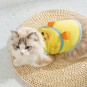 Gilet giallo con anatra carina per animali domestici, vestiti estivi traspiranti.