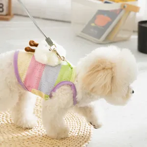 Harnais pour chiot arc-en-ciel avec nuage 3D, gilet en maille respirante pour petits chiens chats.