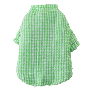 Green checkered dog winter warm two-leg cotton coat cute pet apparel clothing for puppy