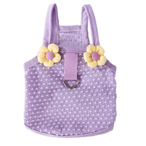 Süßes lila Haustier Hund Katze Geschirr Kleid Sommer Blumen Welpenkleidung mit D-Ring Traktion.