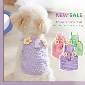 Niedliches Blumen Mesh Haustier Geschirr Kleid Sommer Atmungsaktive Welpen Kleidung Kleine Hund Katze Weste Prinzessin Stil Traktion Bekleidung