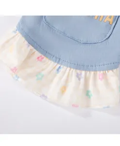 Spring summer pet princess denim dress with daisy lace ruffles for small dogs cats puppies
