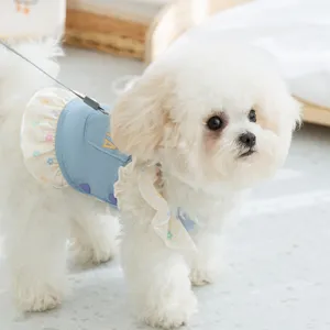 Cute dog princess denim dress with daisy lace for spring and summer pet apparel teddy cat clothes