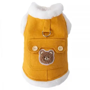 Warm winter huisdier vest met beren patch en ring voor honden en katten hoofdweergave